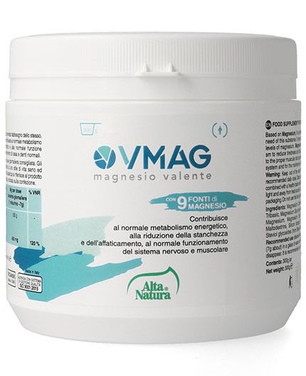 VMAG Polvere con 9 fonti di magnesio, riduce la stanchezza, normale funzione del sistema nervoso e muscolare