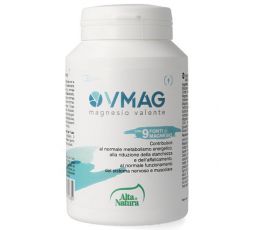VMAG compresse con 9 fonti di magnesio, riduce la stanchezza, normale funzione del sistema nervoso e muscolare