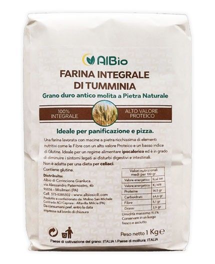 Farina Integrale di Tummina (Timilia) Grano Siciliano Molita a pietra antica Naturale, per pane e pizza