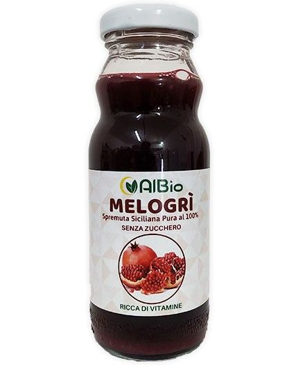 Succo puro di Melograno Biologico Siciliano, Melogrì senza zuccheri e conservanti, 200/700 ml