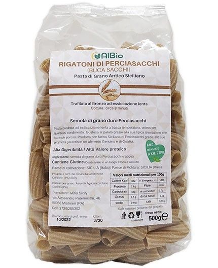 Rigatoni Pasta artigianale di perciasacchi grano antico (Kamut Siciliano)