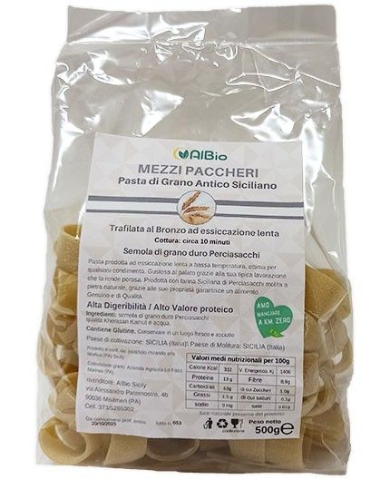 Mezzi Paccheri Pasta artigianale di perciasacchi grano antico (Kamut Siciliano)