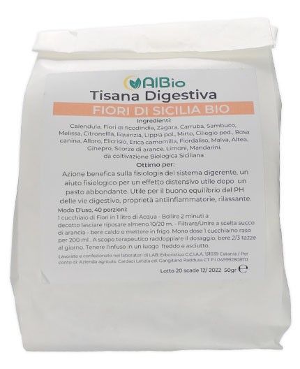 Tisana digestiva - Fiori di Sicilia un mix di erbe infuso biologico, ottimo per ansia e intestino