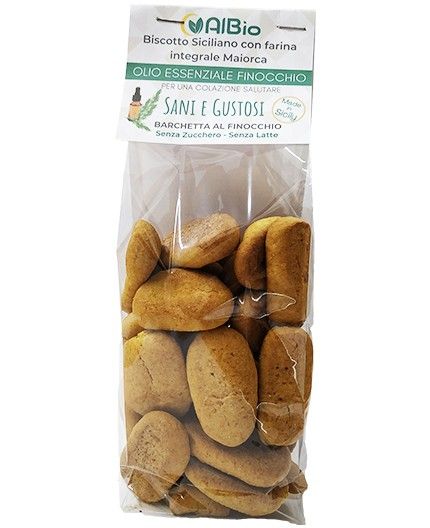 Biscotti integrali Barchetta con Olio Essenziale Finocchio senza Zucchero, senza uova e latte, colazione / spuntino